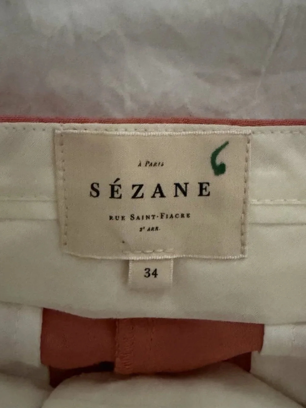 Sezane Women’s Cropped Coral Orange Wide Leg Linen Blend Pants Size 34/ US 2